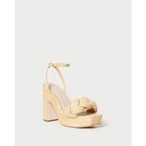 Loeffler Randall Fae Natural Raffia Platform Heel Sandals Sz 11 Woven Espadrille